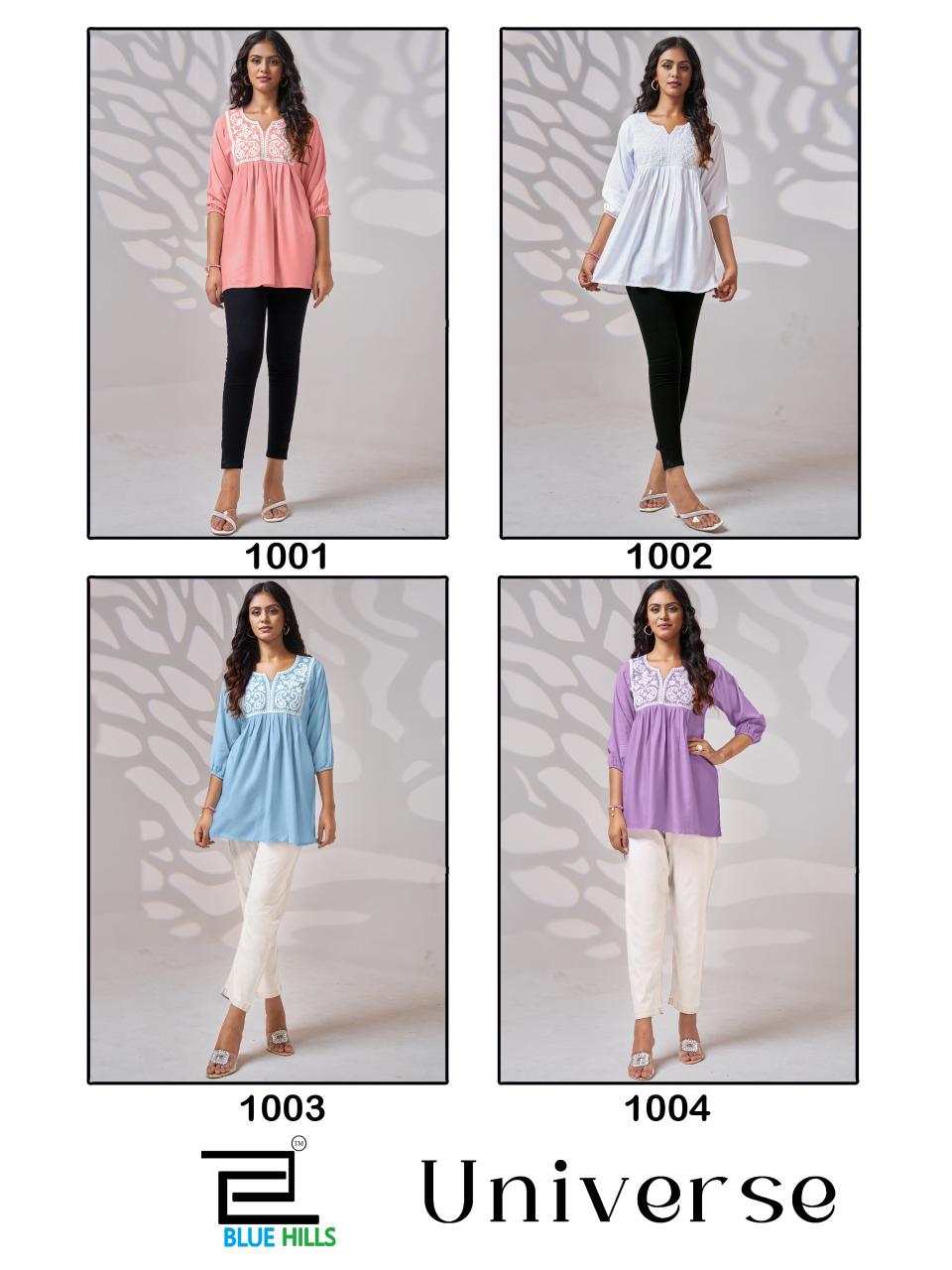 Universe By Blue Hills Rayon Embroidered Ladies Top Wholesale Price In Surat
